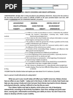 Health 7 1st Quiz #02 Health Concerns and Health Appraisal