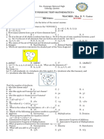 First Periodic Test-Mathematics 7 NAME: - TEACHER: Mrs. D. V. Carios DATE: - SECTION: - I.MULTIPLE CHOICE: Encircle The Letter of The Correct Answer