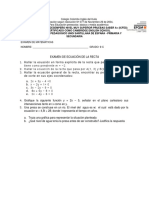 Examen de Ecuación de La Recta