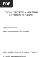 Planes, Programas y Campañas de Relaciones Publicas