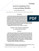 Analisis de La Enseñanza de La de La Filosofia Como Problema Filosofico