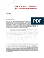 Acuerdo Plenario #1-2019:CIJ-116 - Presupuestos y Requisitos de La Prisión Preventiva