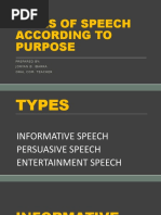 Types of Speech According To Purpose: Prepared By: Joryan B.Ibarra Oral Com. Teacher