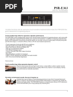 Specificaties en Kenmerken Yamaha PSR E363 PDF