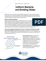 Coliform Bacteria and Drinking Water: Questions & Answers