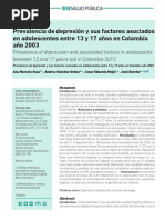 Prevalencia de Depresión y Sus Factores Asociados en Adolescentes Entre 13 y 17 Años en Colombia Año 2003