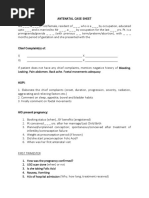 Antenatal Case Sheet