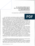 El Nacionalismo Vasco: de La Literatura Histórica A La Historiografía