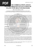 Effect of Corrugation Angle On Performance Evaluation of Plate Type Heat Exchanger