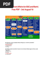 Daily Current Affairs For SSC and Bank - Free PDF - 3rd August'19