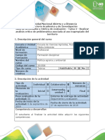 Guía de Actividades y Rúbrica de Evaluación - Tarea 2 - Realizar Análisis Crítico de Problemática Asociada Al Uso Inapropiado Del Territorio