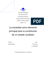 La Sociedad Como Elemento Principal para La Constitución de Un Estado (Análisis)