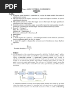 Sub. Name: Ae6505 Control Engineering Answer Key Semester/Year: V / Iii Cat-1 Part-A