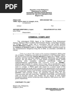 Criminal Complaint: Complainant, - Versus-For