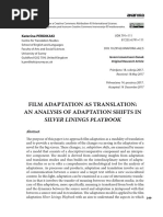 Film Adaptation As Translation - An Analysis of Adptation Shifts