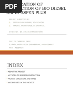 Optimization of Production of Bio Diesel Using Aspen Plus