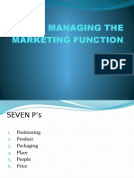 3.1 Managing The Marketing Function 7 P's