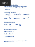 Precalculus Unit 4 Trig Identities Notes