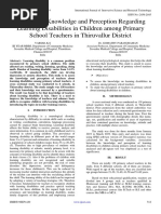 A Study On Knowledge and Perception Regarding Learning Disabilities in Children Among Primary School Teachers in Thiruvallur District