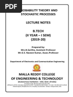 Probability Theory and Stochastic Processes