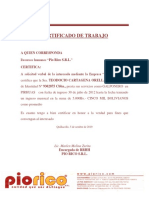 Certificado de Trabajo Pio Rico