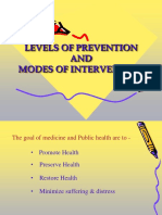 Levels of Prevention and Modes of Intervention