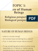 Topic 1: Nature of Human Beings: Religious Perspective Biological Perspective