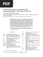 COD Fractionation in Wastewater Characterization-The State of The Art