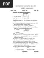 Compartment Examination 2018-2019 Subject - Mathematics Time: 3.00. Class. Viii M.M.: 80