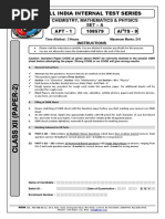 All India Internal Test Series: Chemistry, Mathematics & Physics SET - A Ai TS - 9 108579 Apt - 1