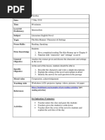 Day Date: Time Level of Proficiency Subject Topic Focus Skills