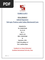 Judicial Separation Sub-Topic: Position Under Indian Matrimonial Laws