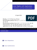 MATH 4A - Linear Algebra With Applications: Lecture 5: Linear Independence and Linear Transformations