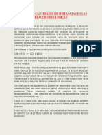 Cálculos de Cantidades de Sustancias en Las Reacciones Químicas