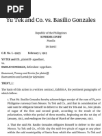 Yu Tek and Co. vs. Basilio Gonzales - Supra Source