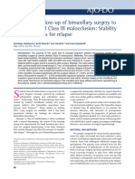 Three-Year Follow-Up of Bimaxillary Surgery To Correct Skeletal Class III Malocclusion: Stability and Risk Factors For Relapse