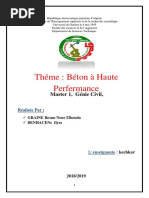 Théme: Béton À Haute Perfermance: Master 1, Génie Civil