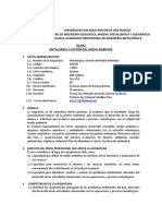 Sílabo Metalurgia y Gestión Del Medio Ambiente I Sem 2018 M Cabrera