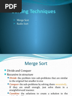 Sorting Techniques: Merge Sort Radix Sort