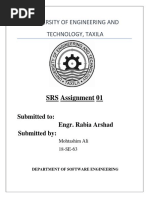 University of Engineering and Technology, Taxila: SRS Assignment 01