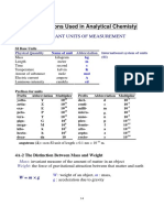 4 Calculations Used in Analytical Chemisty: 4A Some Important Units of Measurement