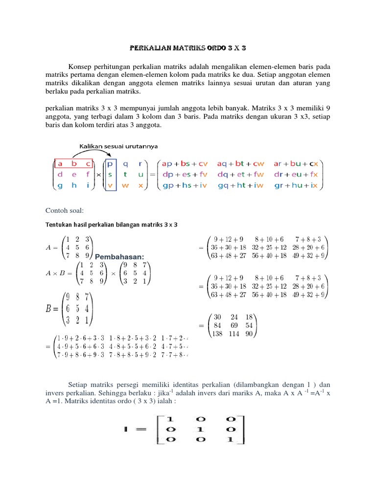 Perkalian Matriks Ordo 3 X 3