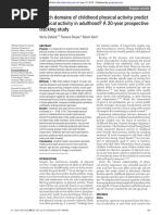 Which Domains of Childhood Physical Activity Predict Physical Activity in Adulthood? A 20-Year Prospective Tracking Study