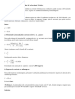 Ejercicios Resueltos de La Intensidad de La Corriente Eléctrica