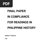 Final Paper in Compliance For Readings in Philippine History