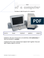 Worksheet - Parts of A Computer PDF