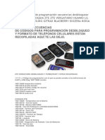 Claves Codigos de Programacion Secuencias Desbloquear Formatear Orinoquia Zte Zte Vergatario Huawei LG Motorola Sansung Gitran Blacberry Kiozera Nokia GSM y Cdma