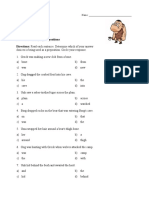 Prepositions Test Reading Level 01