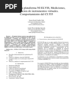 Informe 1 Manejo de La Plataforma NI ELVIS Mediciones Utilizacion de Instrumentos Virtuales. Comportamiento Del CI 555