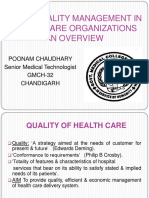 Total Quality Management in Healthcare Organizations An Overview